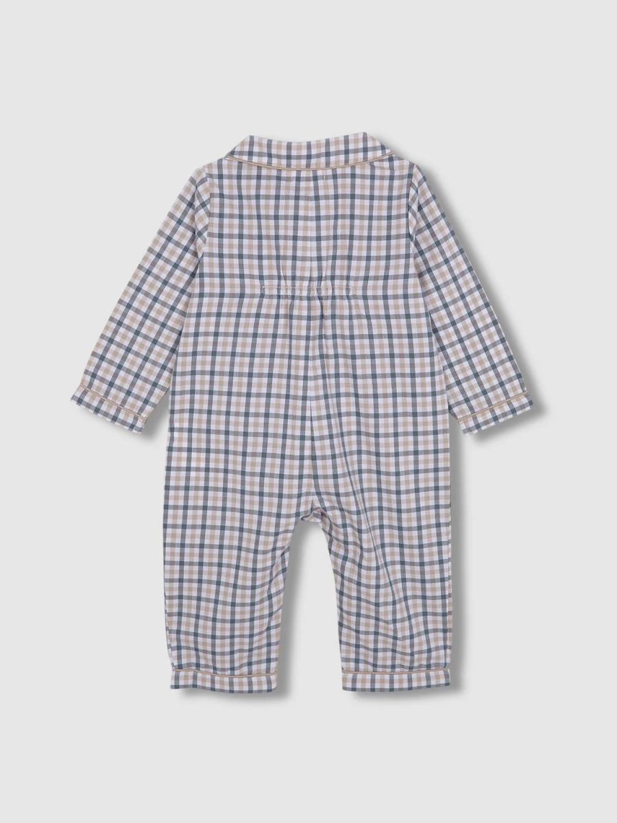 Pijama De Cuadro Vichy Gris Azulado