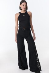 Pantalon Murra Combinado Negro