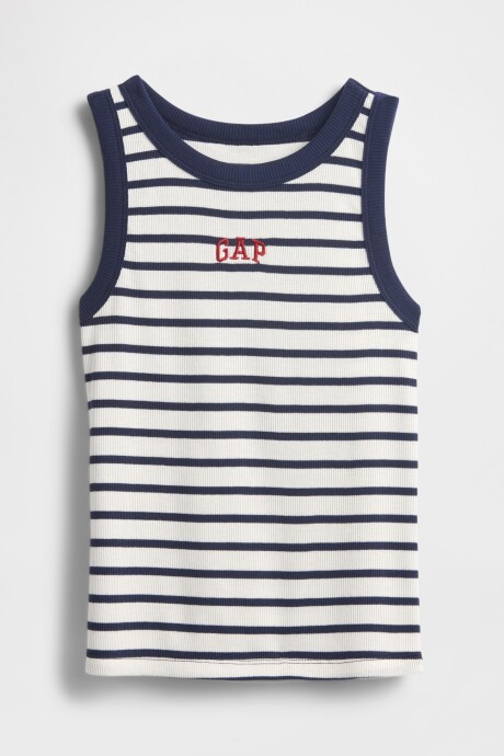 Musculosa Logo Gap Niña White Navy Stripe