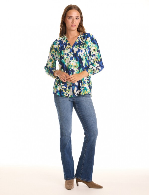 Blusa Plisada MULTI/AZUL