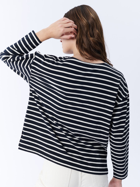 Remera Manga Larga Rayas Crudo Y Negro