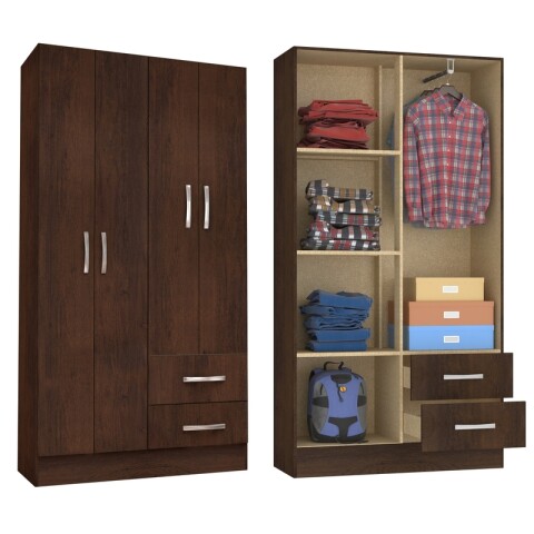 Juego de Dormitorio Sommier Quito 1 Plaza y Ropero 4 Puertas 2 Cajones Rústico Juego de Dormitorio Sommier Quito 1 Plaza y Ropero 4 Puertas 2 Cajones Rústico