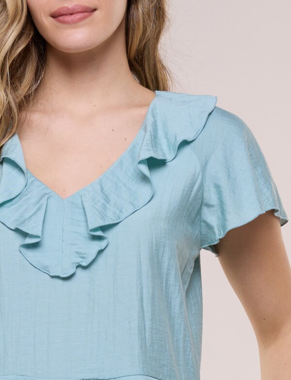 Blusa Satén Péplum VERDE AGUA