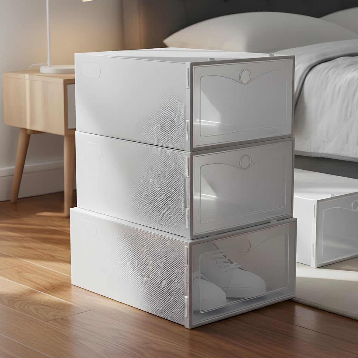 Kit 3 Organizador de zapatos en plástico apilable - Blanca 