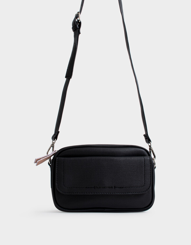 Bandoleras Color Block Bandolera De Cuerina Con Solapa - Negro