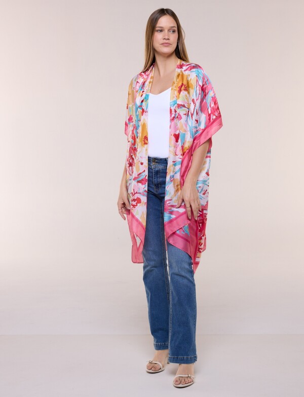 Kimono Satén Estampado Floral ROSA/MULTI