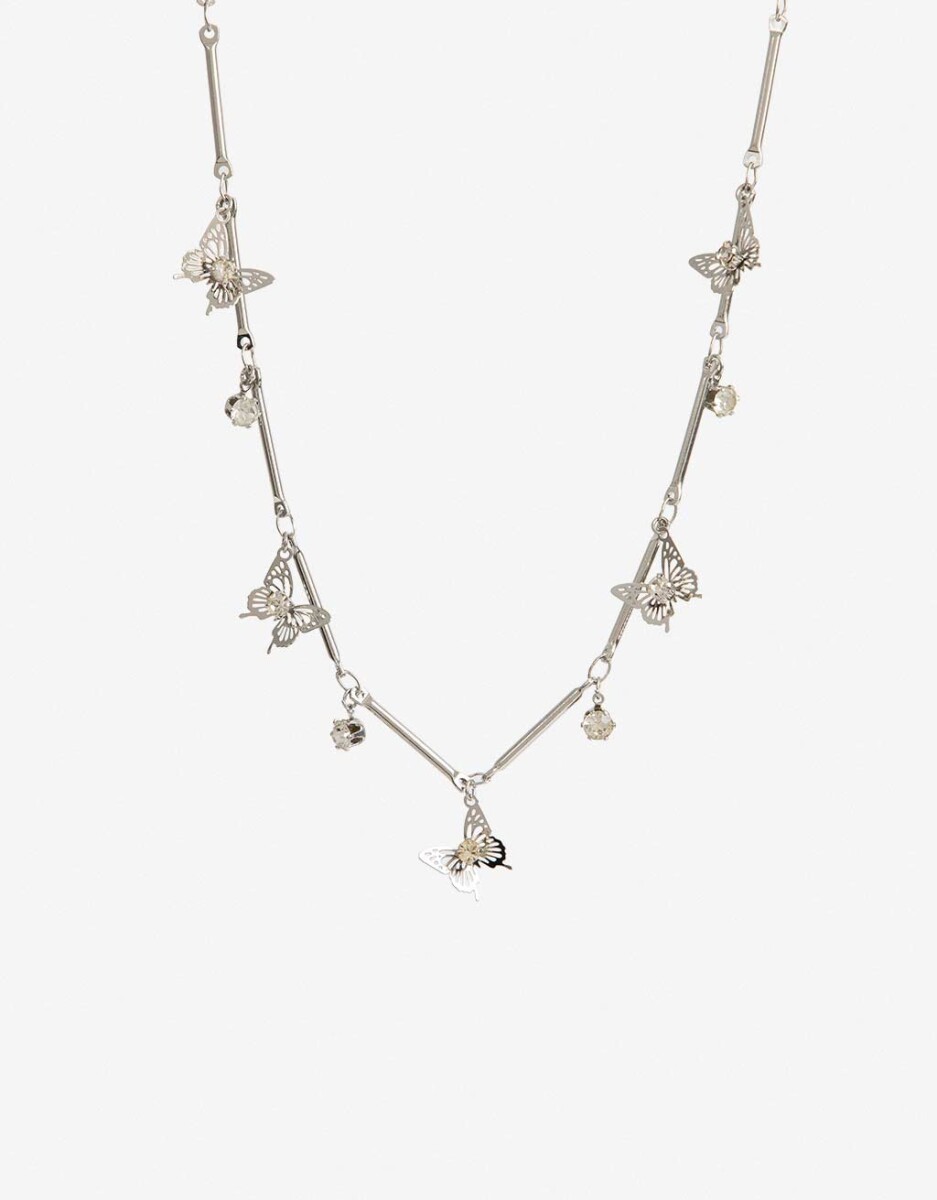 Collares Cortos Metal Mariposa 