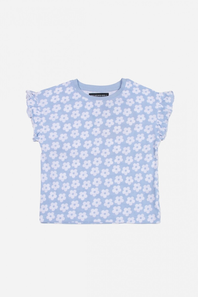 Remera estampada flores GRIS MELANGE