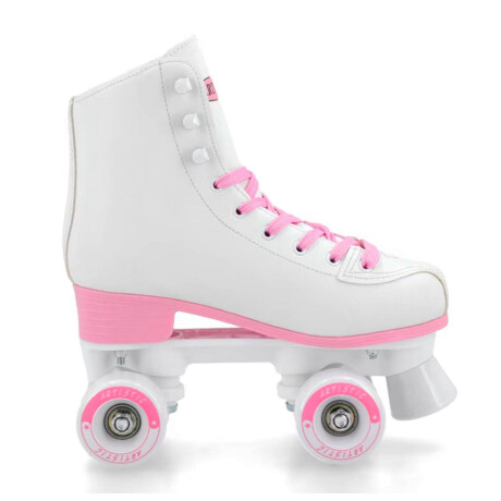 Patín Artístico Bota Dura C/Base Rosada + Regalos Blanco