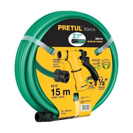 KIT MANGUERA 1/2" 15 MT + PISTOLA + ADAPTADOR - PRETUL KIT MANGUERA 1/2" 15 MT + PISTOLA + ADAPTADOR - PRETUL