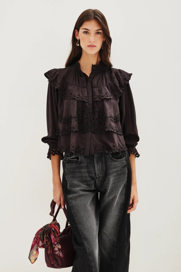Camisa Belle Lace Negro