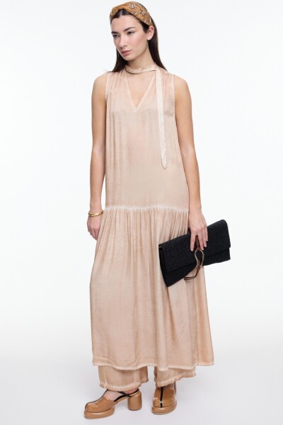 VESTIDO HALTER Beige