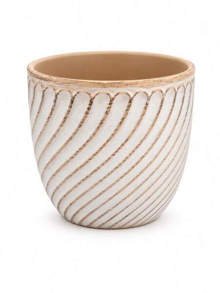 MACETA DECO ONDULADA BEIGE