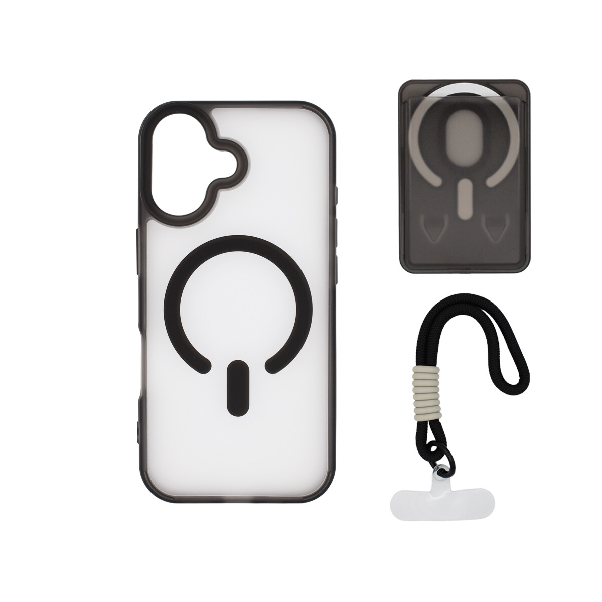 Protector para iPhone 17 correa + tarjetero color negro 