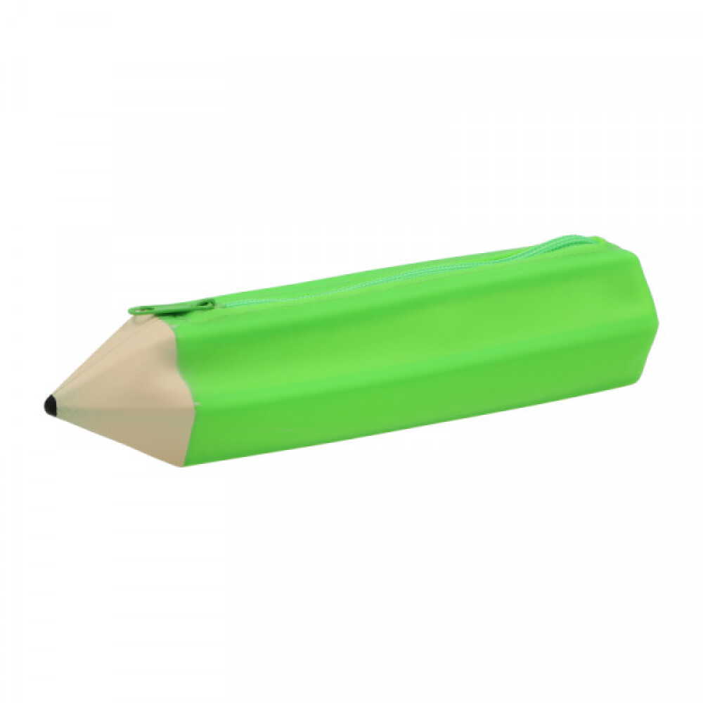 Cartuchera De Silicona Con Forma De Lápiz Color Verde Campus CARTUCHERA DE SILICONA CAMPUS CON FORMA DE LÁPIZ COLOR VERDE