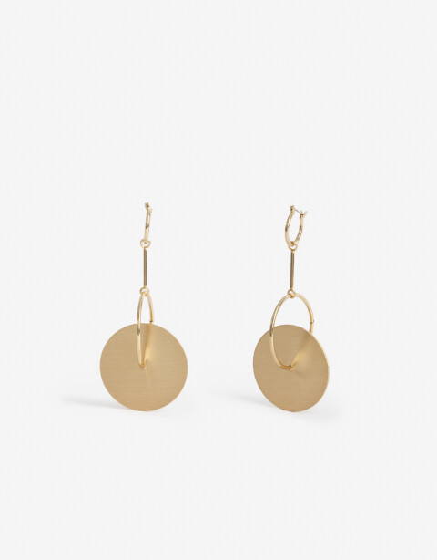 Aros Colgantes Largos Metal Aros Largos Círculos - Dorado