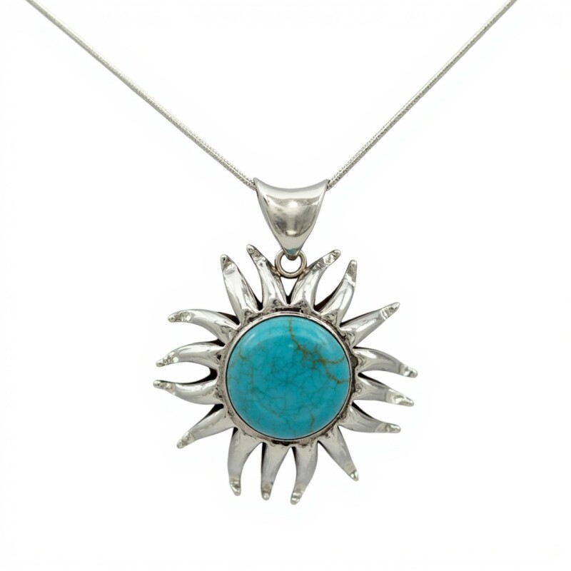 Dije Colgante Sol-Plata 925-Turquesa-CP3817 conpiedra