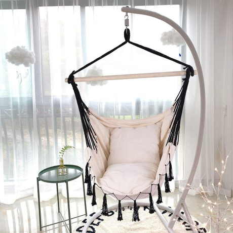 Silla Hamaca Paraguaya Colgante +2 Almohadones Jardín Balcón Crudo