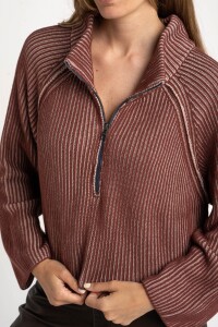 Sweater Algodón Cierre Bordeaux