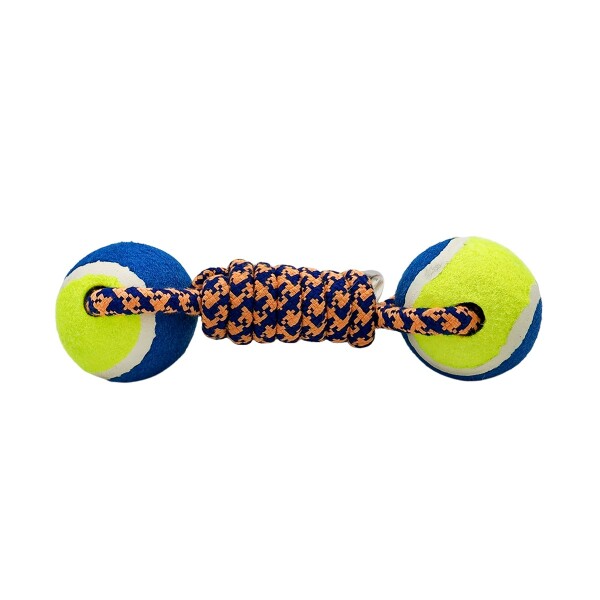 Juguete Perro Pelotas Tenis Cuerda Soga Trenzada Mascotas Variante Color Azul y Naranja