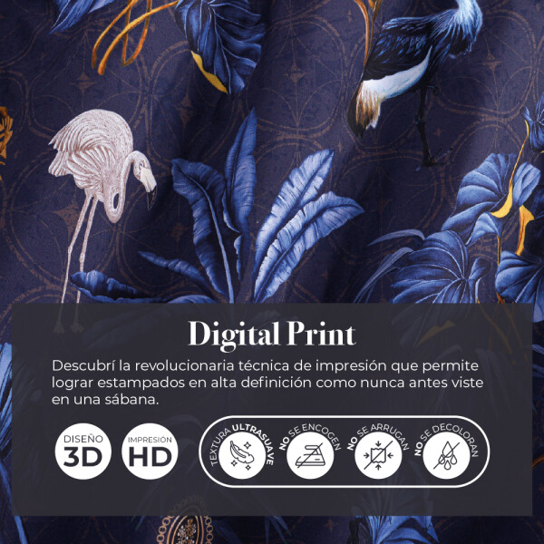 JUEGO DE SÁBANAS FLAMINGO PREWASHED DIGITAL PRINT 1 PLAZA