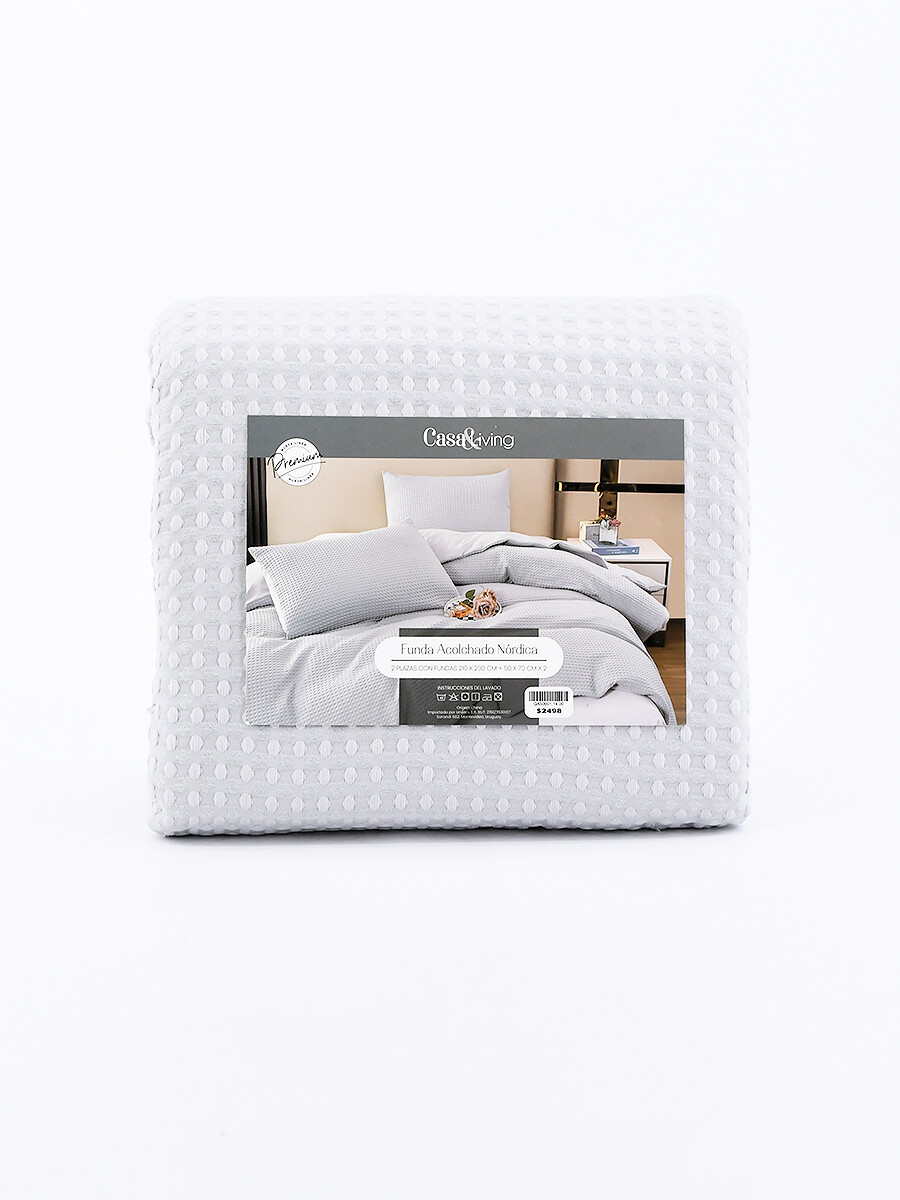 FUNDA ACOLCHADO 2 PLAZAS CON FUNDAS - GRIS 