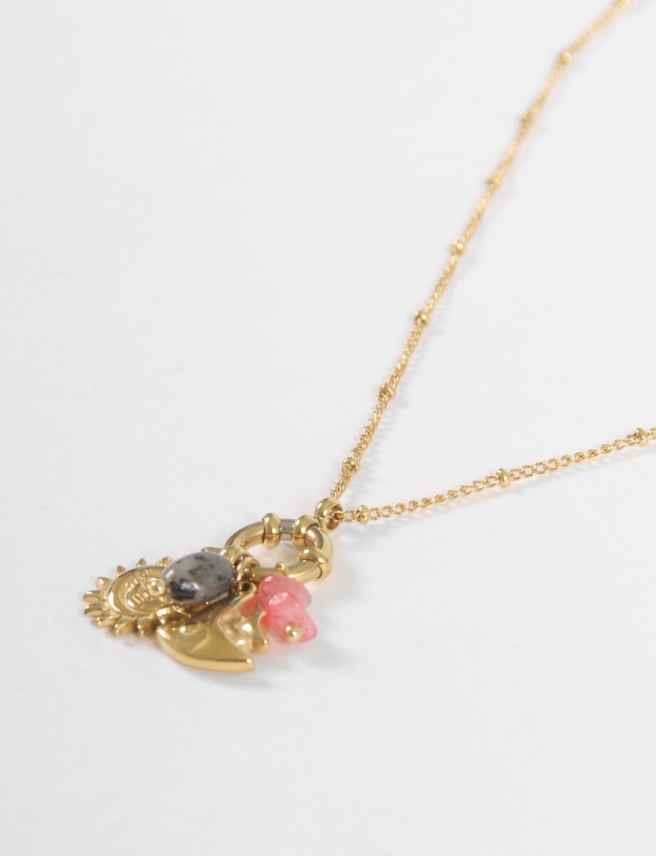 Collar cadena dije sol acero - dorado 