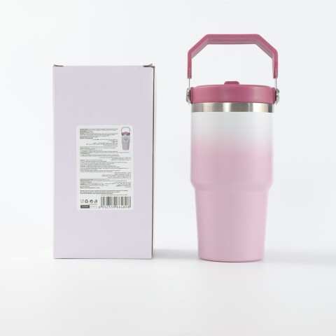 VASO TÉRMICO FLORAL PORTÁTIL (600 ML / ROSA) VASO TÉRMICO FLORAL PORTÁTIL (600 ML / ROSA)