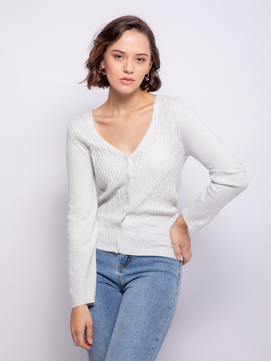 CARDIGAN SUNSET - Gris Claro Melange 