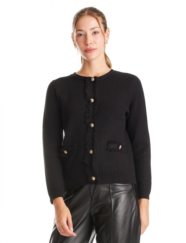 Cardigan Flecos NEGRO