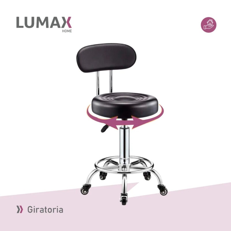 Taburete Banco Elam Eco cuero Premium Negro