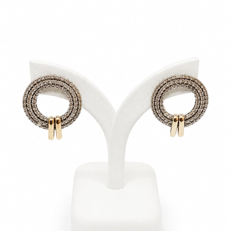 Caravanas plata y oro con cubic zirconias Caravanas plata y oro con cubic zirconias