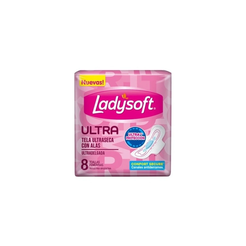 LADYSOFT TOALLA UD T.SECA C/ALAS X 8 UN