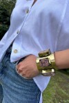 Multi Stone Cuff Rosa / Bronce
