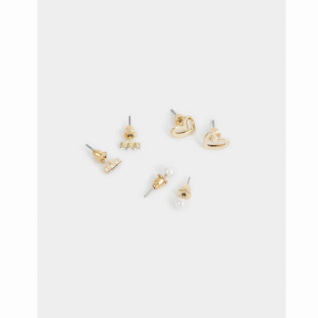 Set De Aros Con Strass Dorado