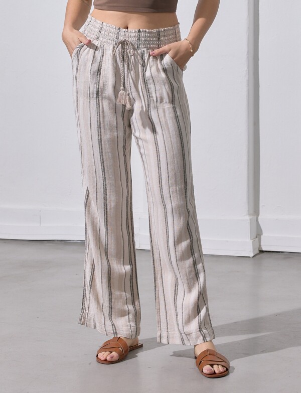 Pantalon Lino Lineas Cordel BEIGE/MULTI