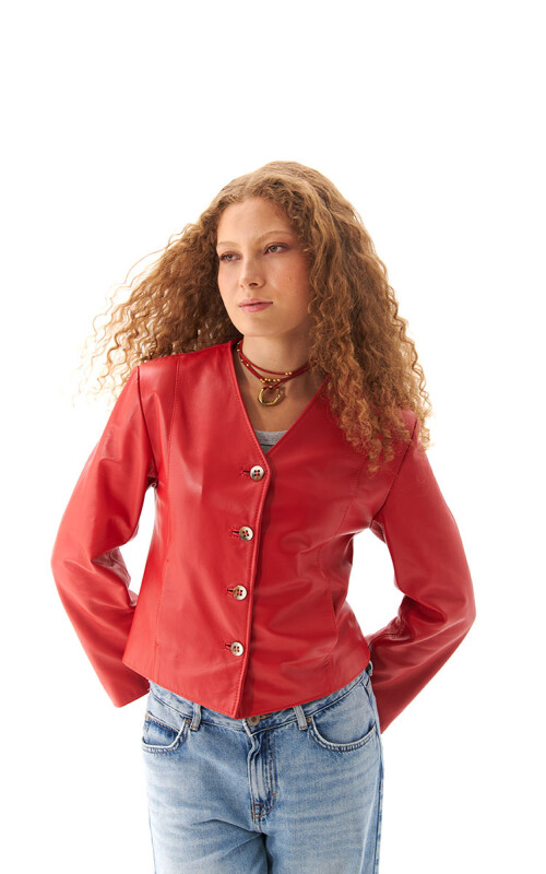 CHAQUETA BRUNA ROJO