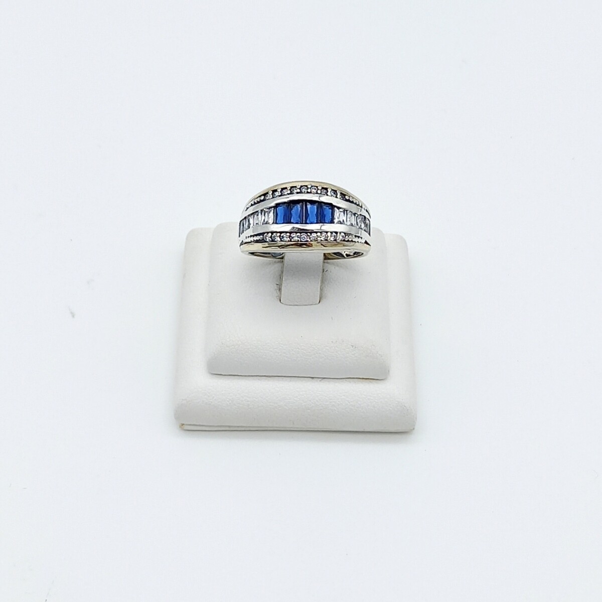 Anillo de plata 925, double en oro 18 ktes y circonias. 