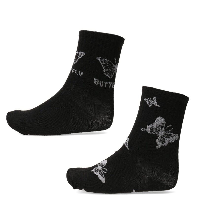 Medias Infantiles N+ Mariposa Negro - Gris