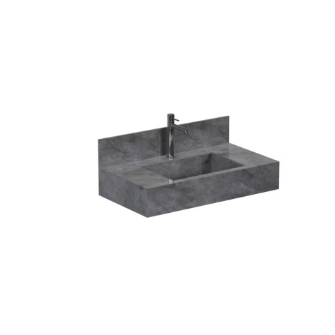 Mueble de baño suspendido de porcelanato Gris Napoles 80 cm con bacha incorporada Mueble De Baño Suspendido De Porcelanato Gris Napoles 80 Cm Con Bacha Incorporada