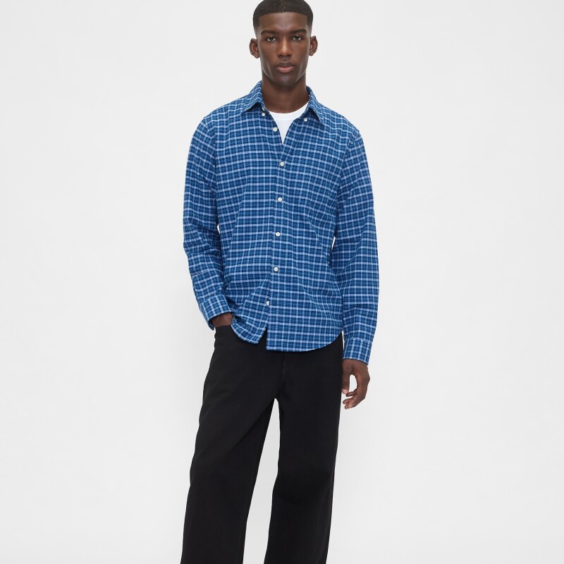 LS OX BAS STANDARD FIT BLUE PLAID
