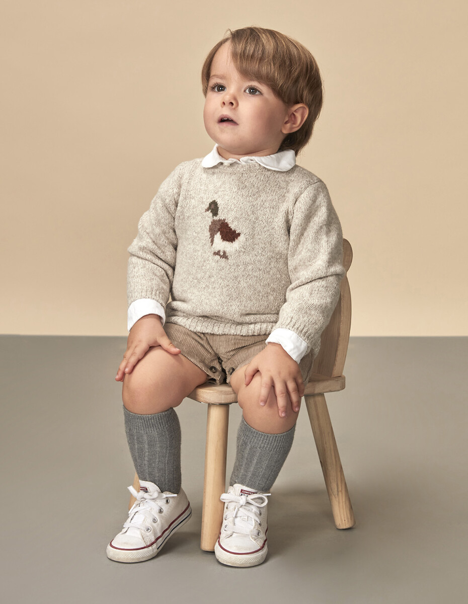 Jersey Intarsia Pato - Marron Claro Melange 