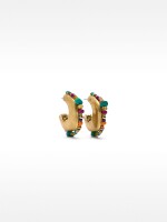 Pendientes De Aro Abiertos Con Abalorios Multicolor multicolor