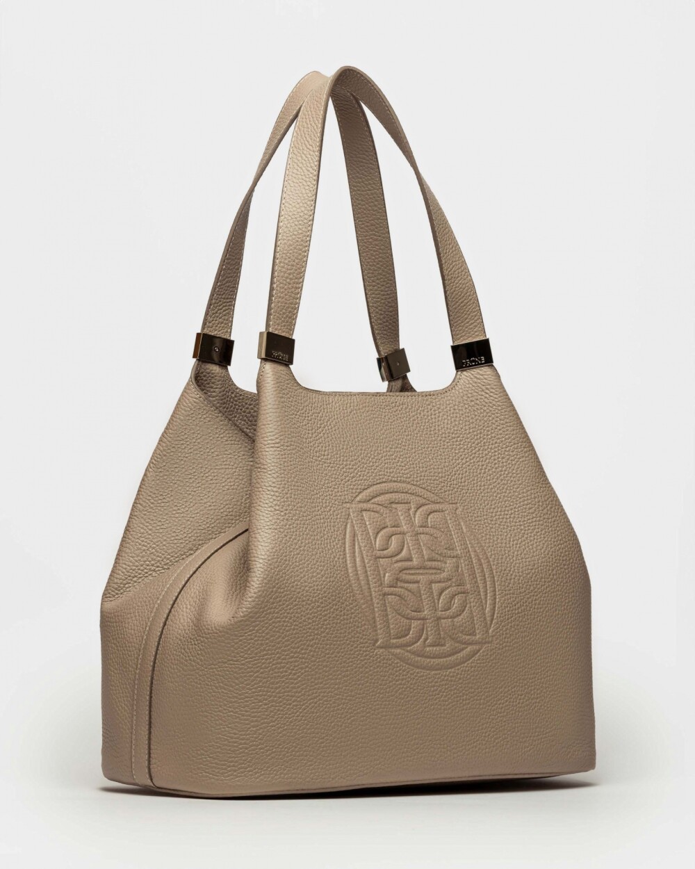 Bolso Eterial en cuero graneado Taupe Niquel