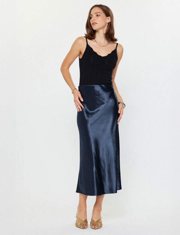 Falda Saten AZUL