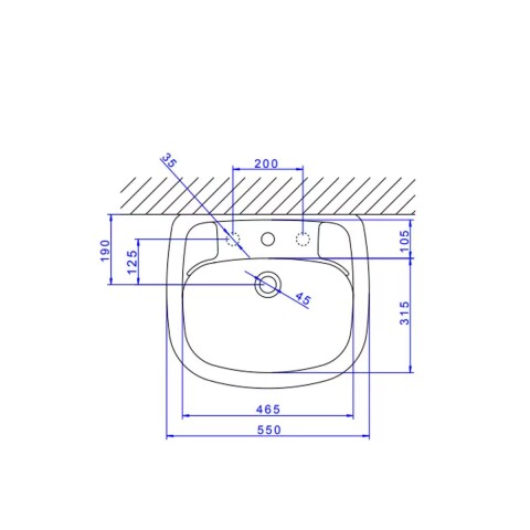 Lavatorio azul chico 44X35cm Vogue/Aspen Lavatorio Azul Chico 44x35cm Vogue/aspen