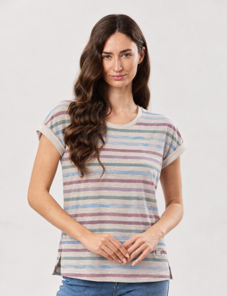 REMERA RAYADA DE ALGODÓN Verde