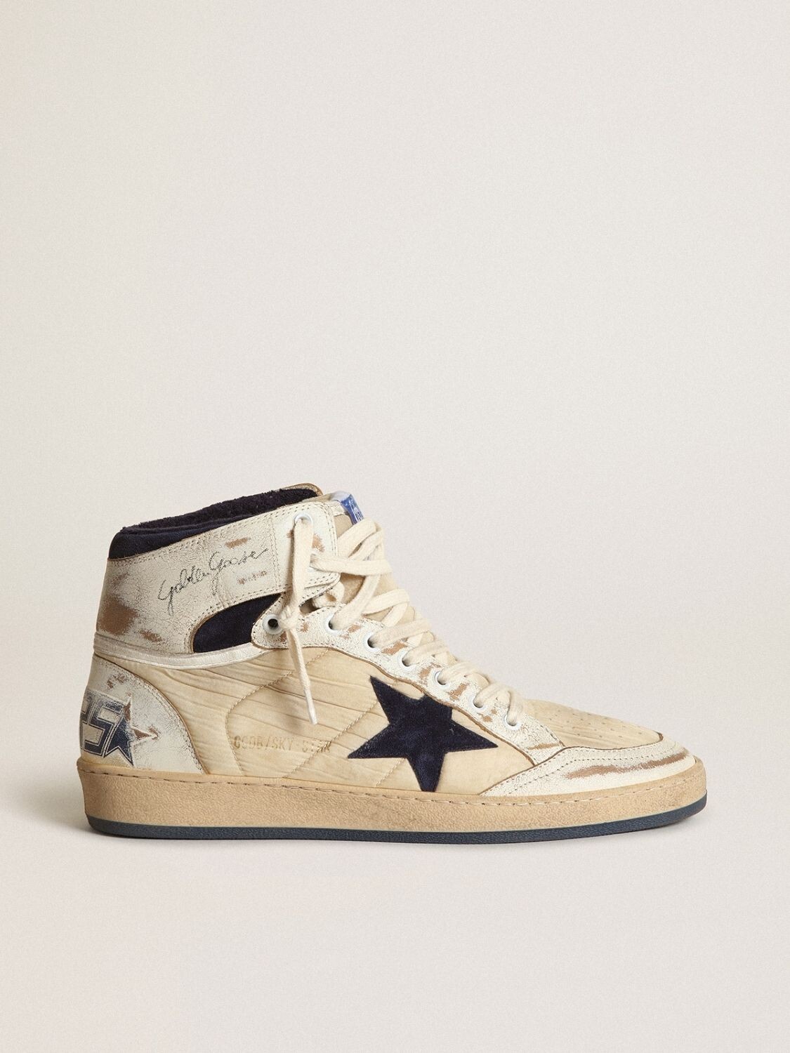 Golden Goose-Botines de cuero acordonados, Sky Star Blanco