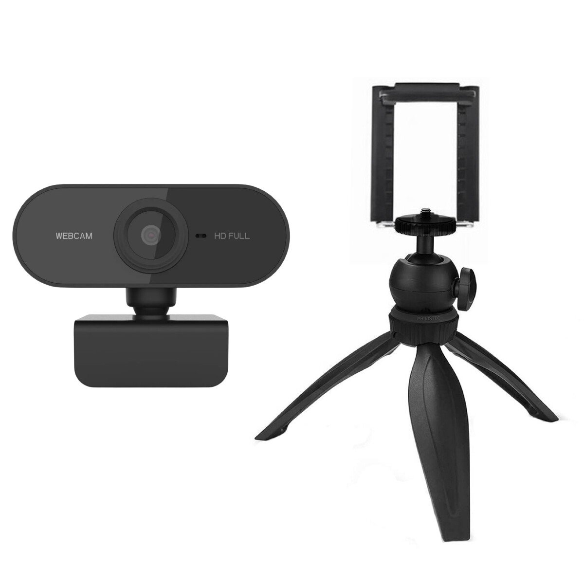 Cámara Web Cam Full HD 1080p USB 360 Micrófono Con Tripode - Color Negro 
