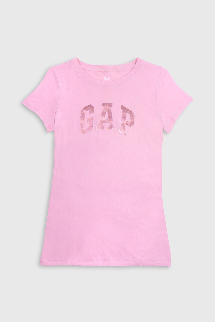 Remera Logo Gap Manga Corta Mujer Pink Shimmer